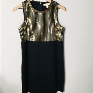 MICHAEL KORS Black Gold Sleeveless Dress Women’s Size M Cocktail Party NWT